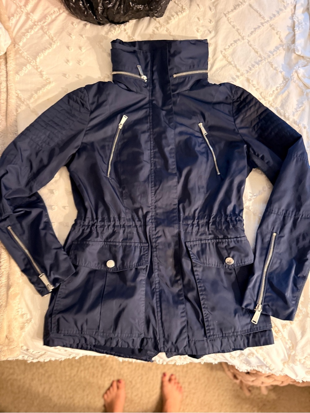 BCBGeneration Navy Zip-Front Utility Jacket